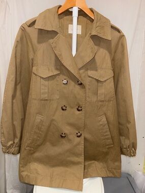 LOFT Tan Double-Breasted Trench Coat